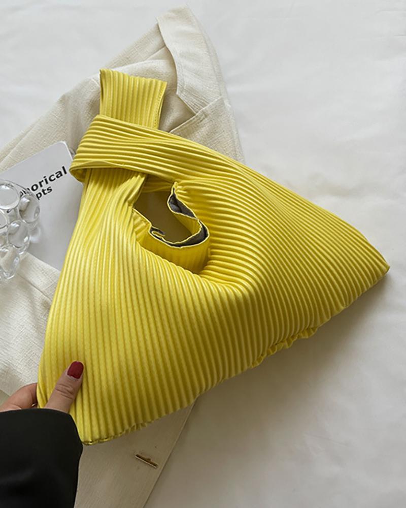 

Vintage Ruched Sqaure Plain Handbag, Yellow
