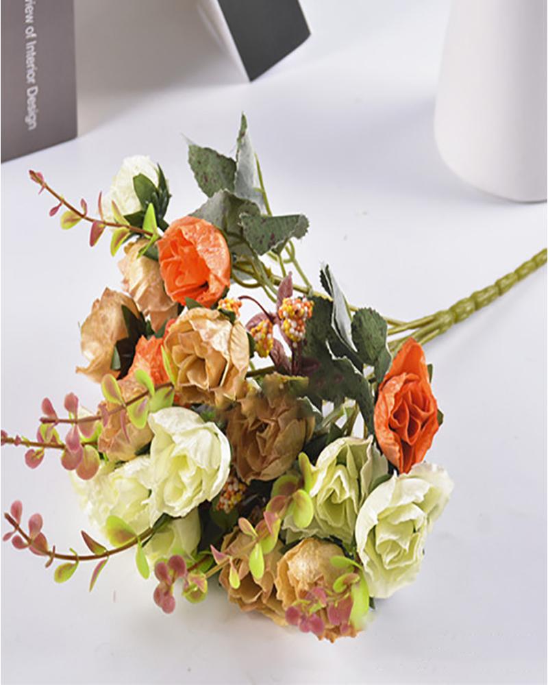 

21pcs Artificial Rose Flowers Long Stem Fake Silk Roses for DIY Wedding Bouquet Table Centerpiece Home Decor, Orange