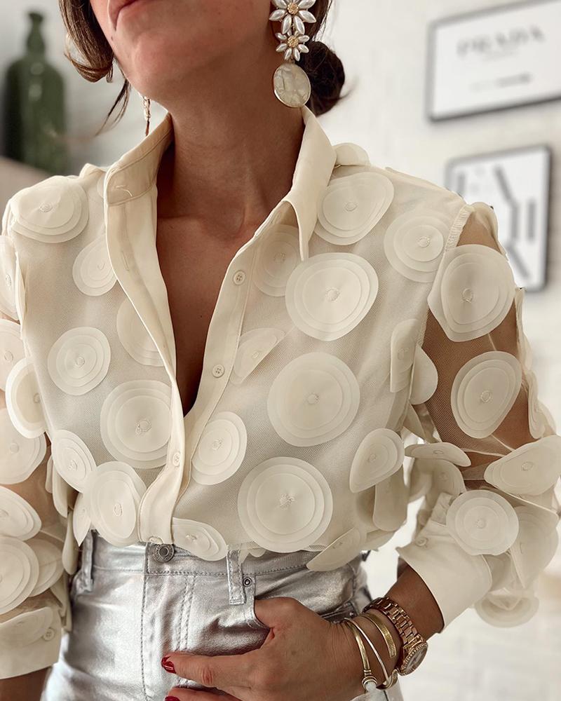 

Top con parche de malla transparente y estampado floral, Apricot