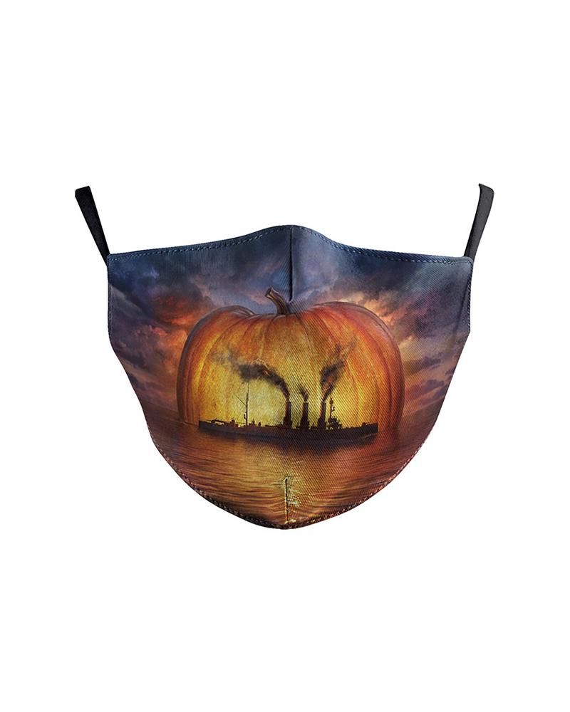 

Skull Cartoon Print Breathable Face Mask, Orange