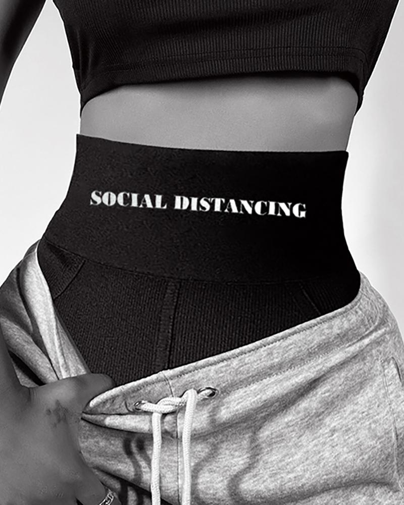 

Letter High Waist Yoga Panty Underpants, Black