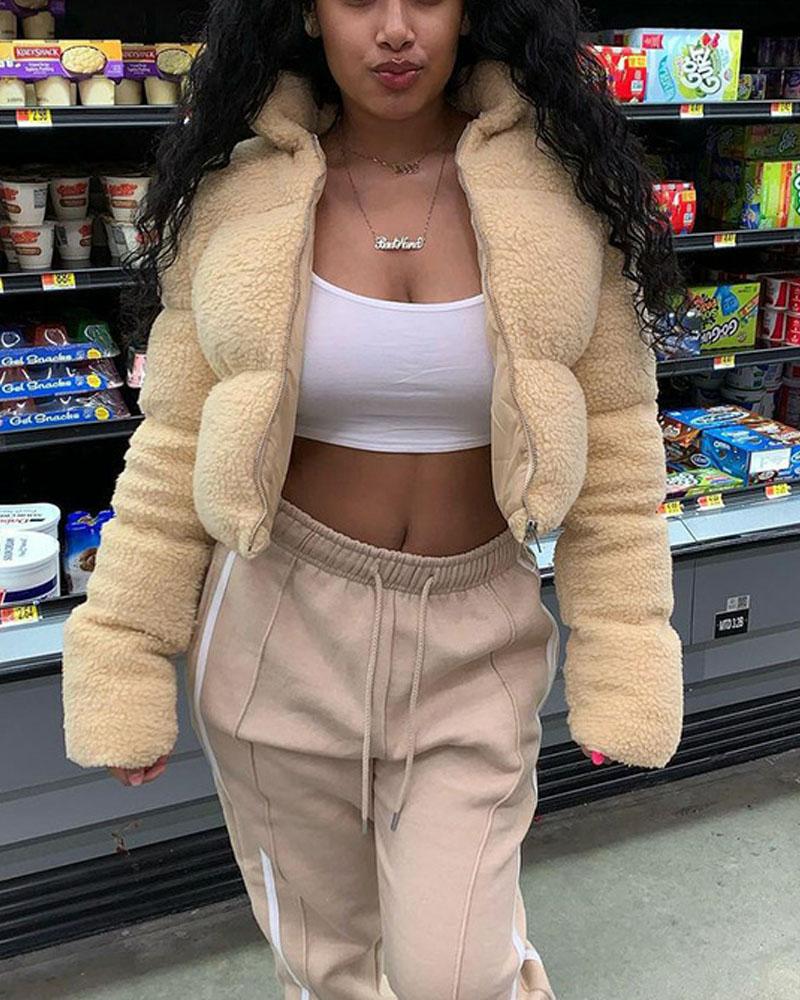 

Long Sleeve Zip Up Gilet Puffer Jacket, Apricot