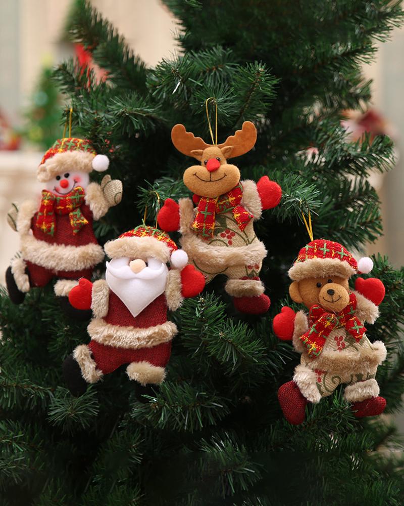 

1pc Christmas Santa Elk Snowman Bear Hanging Dolls Ornaments, Style1