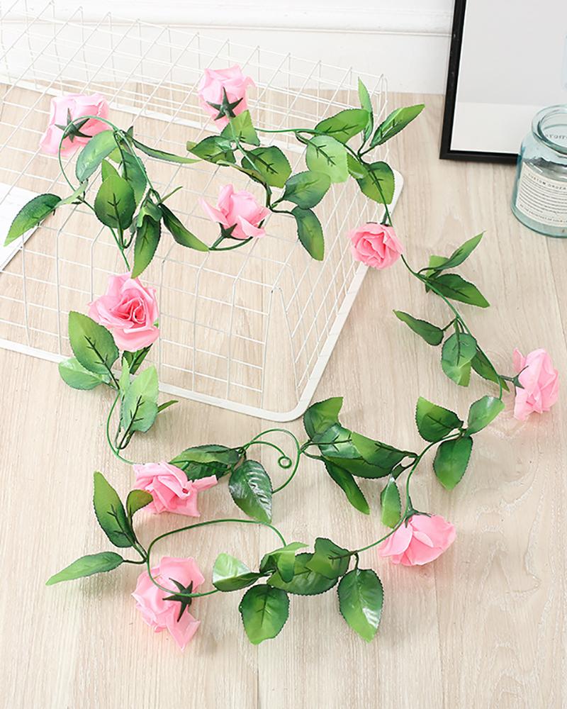 

Fake Rose Vine Flowers Plants Artificial Flower Hanging Rose Ivy Home Hotel Office Wedding Party Garden Craft Art Decor, Pink