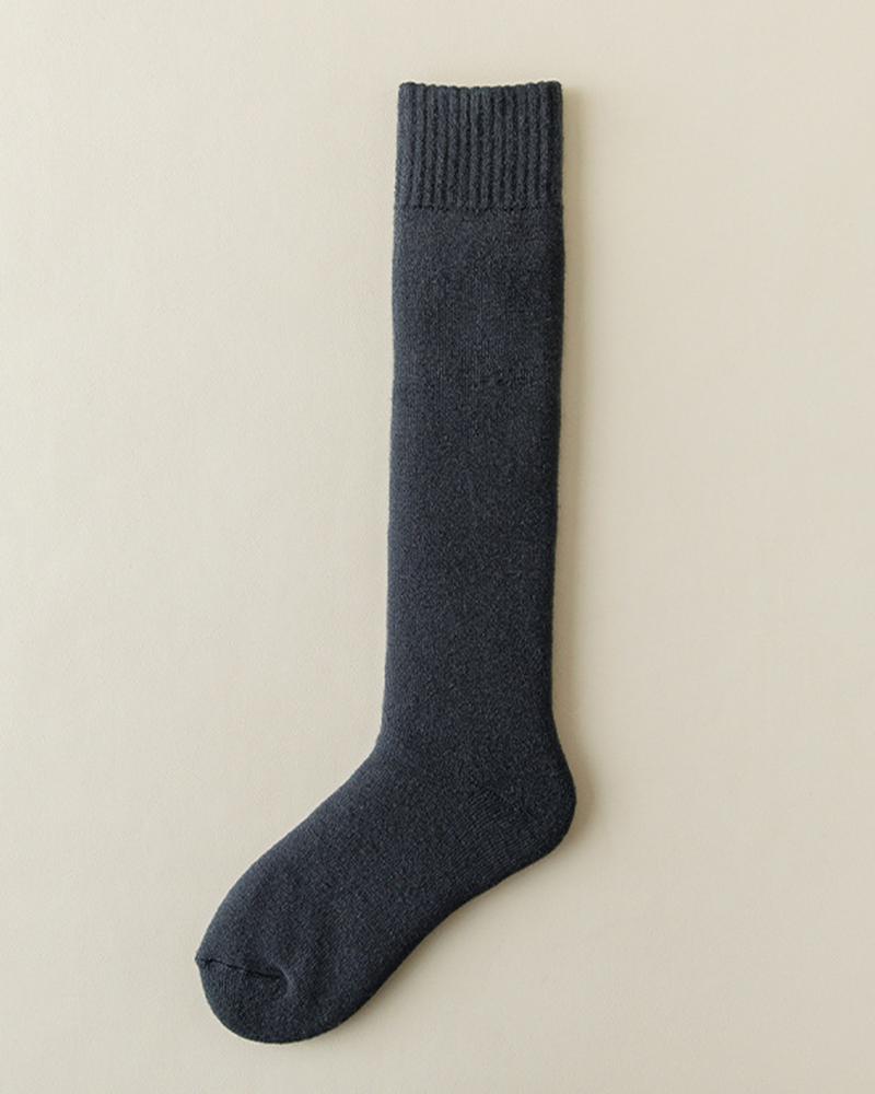 

1Pair Winter Fuzzy Thermal Over-The-Calf Socks, Dark grey
