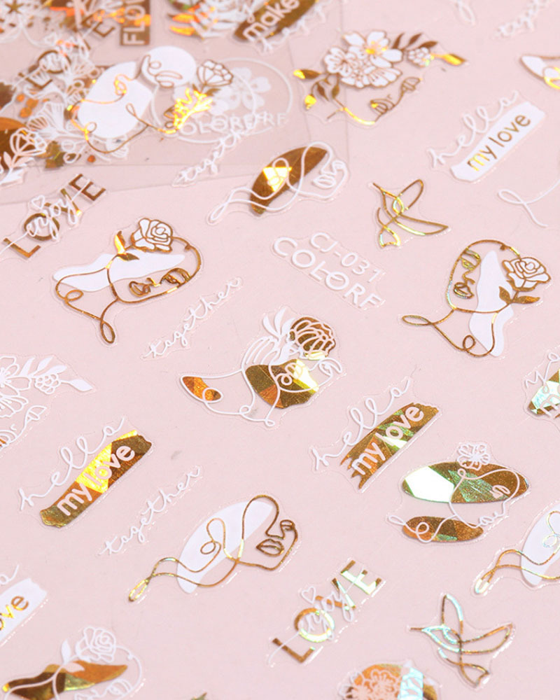 

1 Sheet Metallic Figure / Floral Pattern Nail Art Sticker, Style1