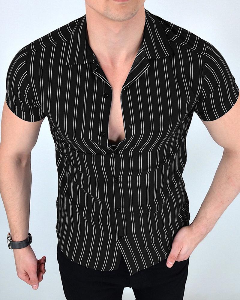 

Striped Short Sleeve T-shirt, Black