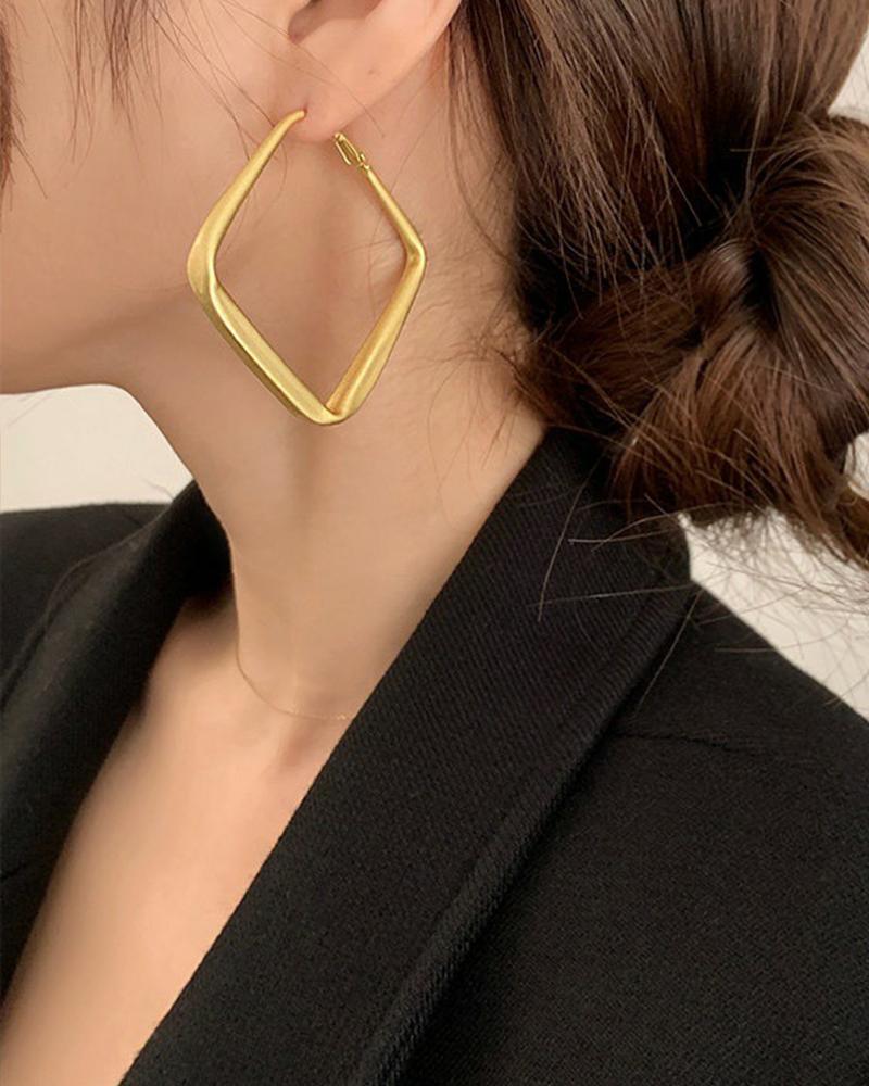

1Pair Square Geometric Earrings, Gold