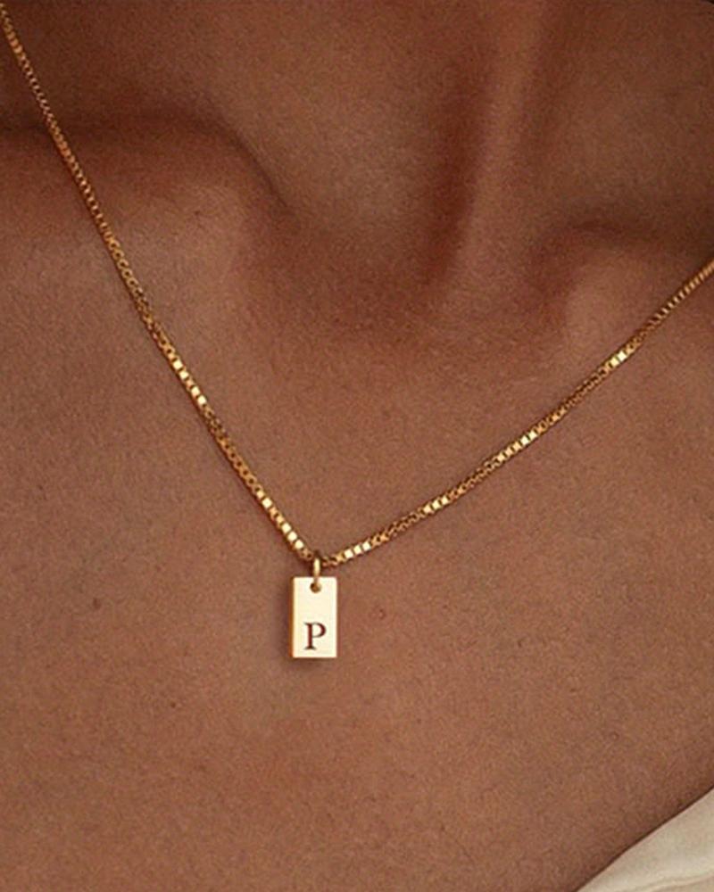 

1pc Alphabet Letter Engraved Pendent Necklace, Style16