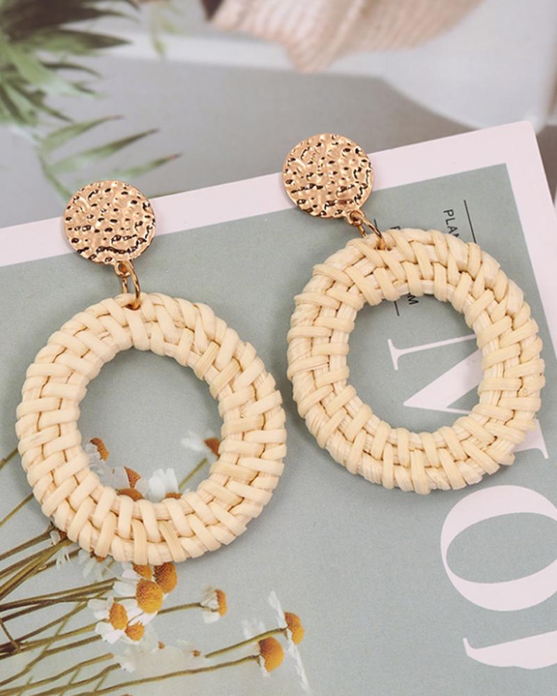 

1Pair Geo Shaped Braided Drop Earrings, Style2