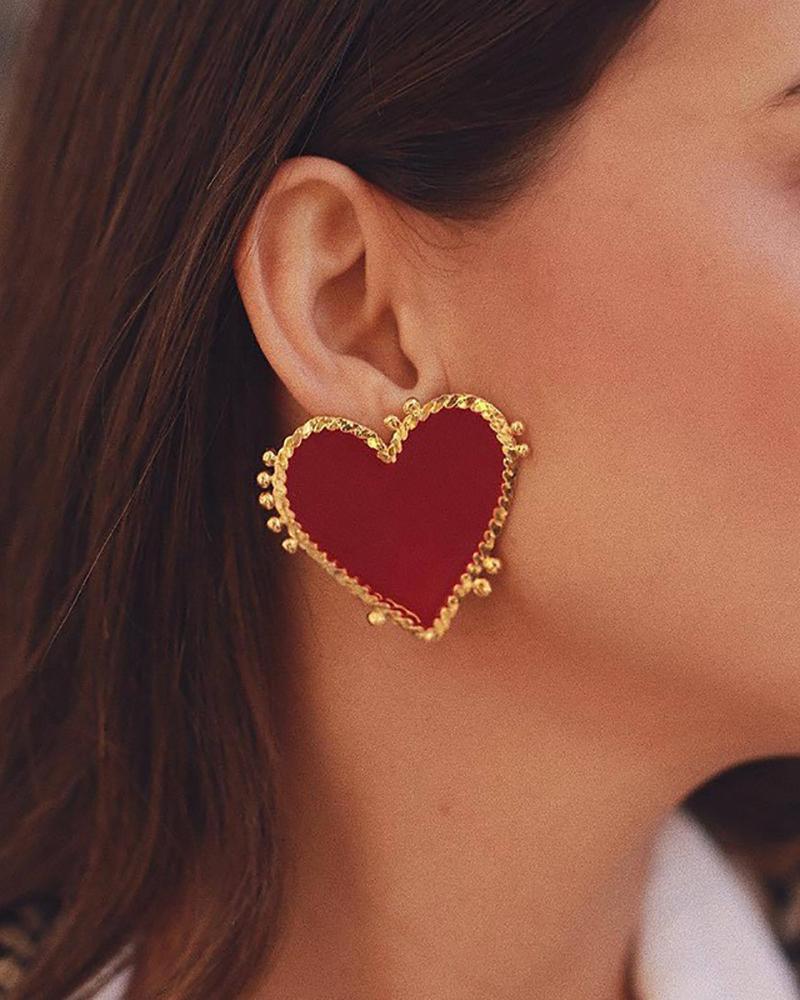 

Valentine's Day Heart Shaped Earrings, Red