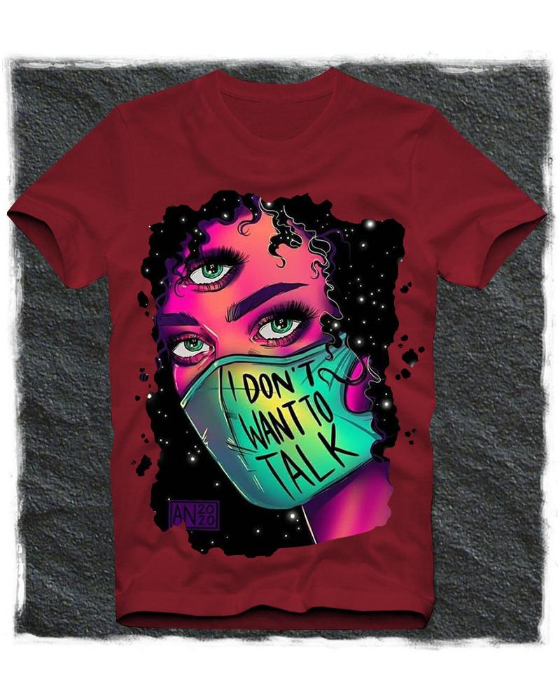 

Figure Print Short Sleeve Loose T-shirts, Red