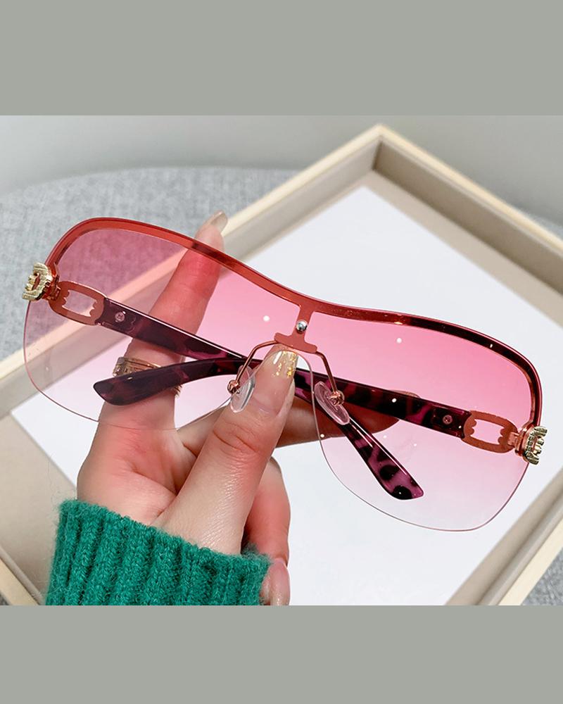 

1Pair Gradient Half Frame Fashionable Square Sunglasses, Pink