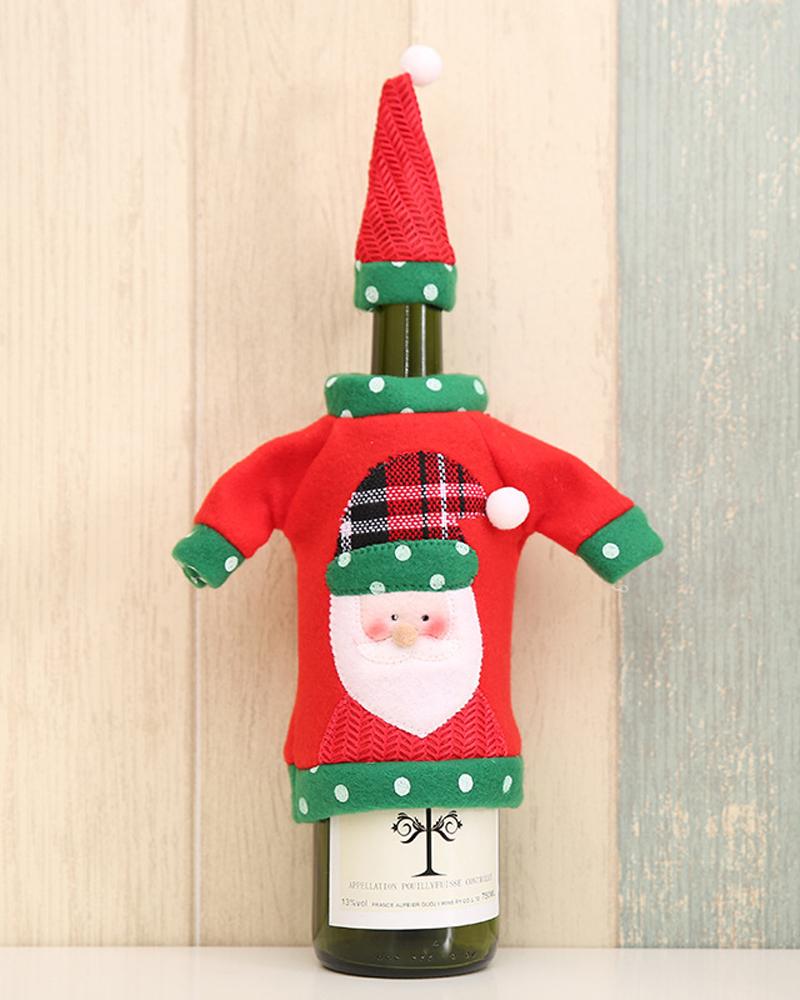 

1Set Christmas Wine Bottle Covers Champagne Wine Bottle Cap Toppers Holiday Christmas Decoration Ornaments Party Supplies, Style1