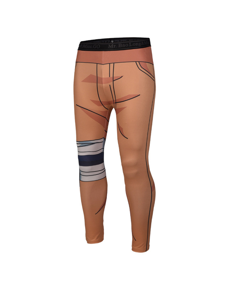 

3D Cartoon Print Skinny Yoga Pants, Orange