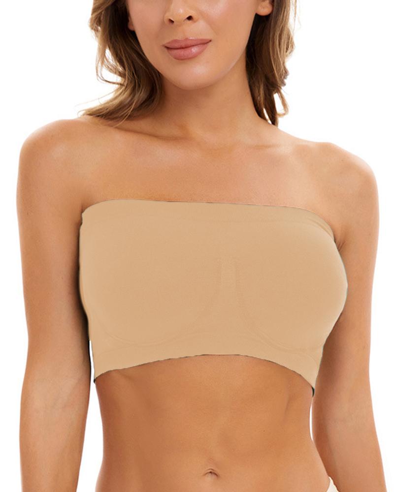 

Strapless Bandeau Bralette Invisible Bra, Khaki