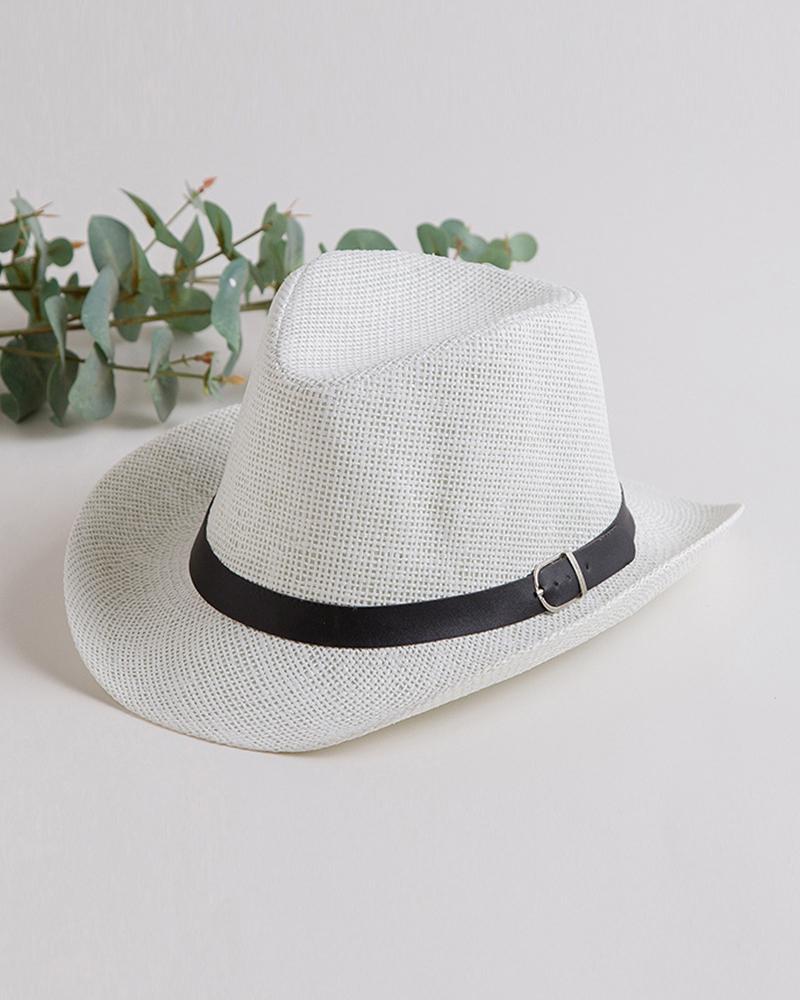 

Solid Belt Patchwork Cowboy Hats, White