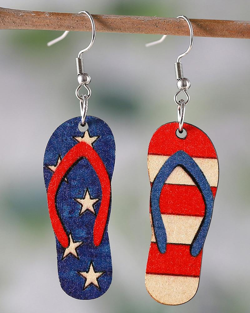 

1Pair Independence Day Flag Flip Flops Shaped Drop Earrings, Multicolor