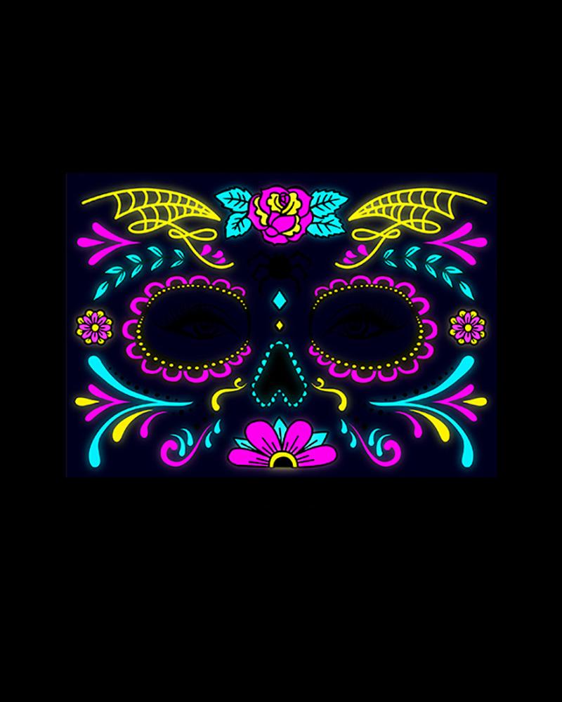 

Halloween Party Makeup Masquerade Fluorescence Skull Temporary Face Tattoos Stickers, Style5