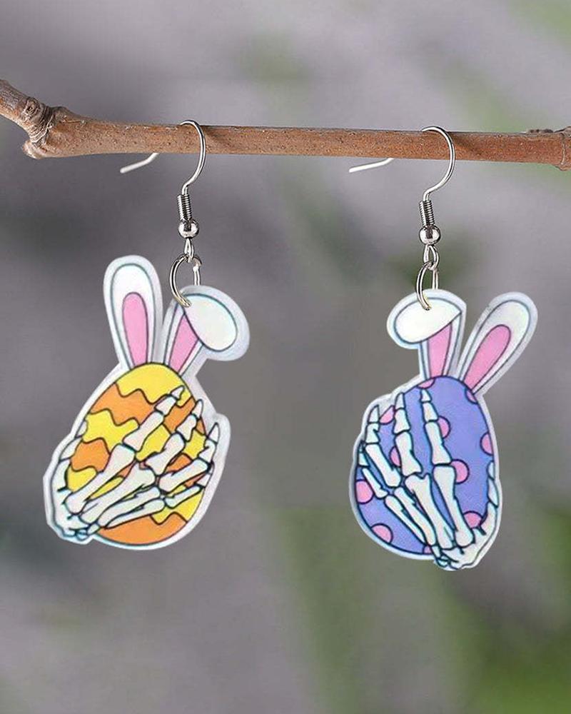

1Pair Easter Egg Cartoon Cute Bunny Drop Hook Earrings, Purple