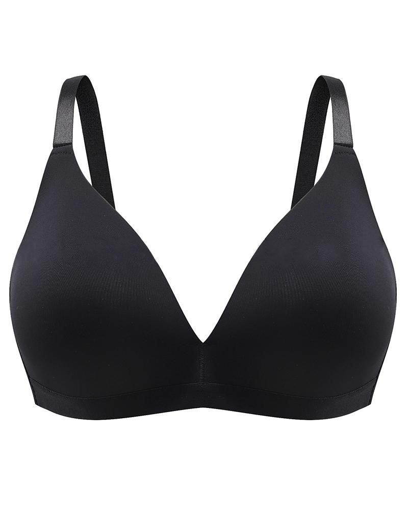 

Plus Size Seamless 3 Hook Back Full Coverage Wireless Lifting Bra, Black