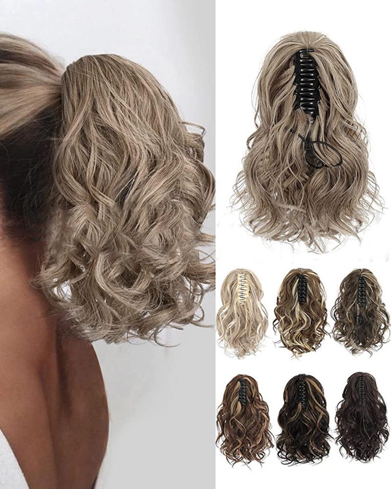 

Mixed Color Body Wave Ponytail Extension Hair Claw Synthetic Hairpieces, Style4