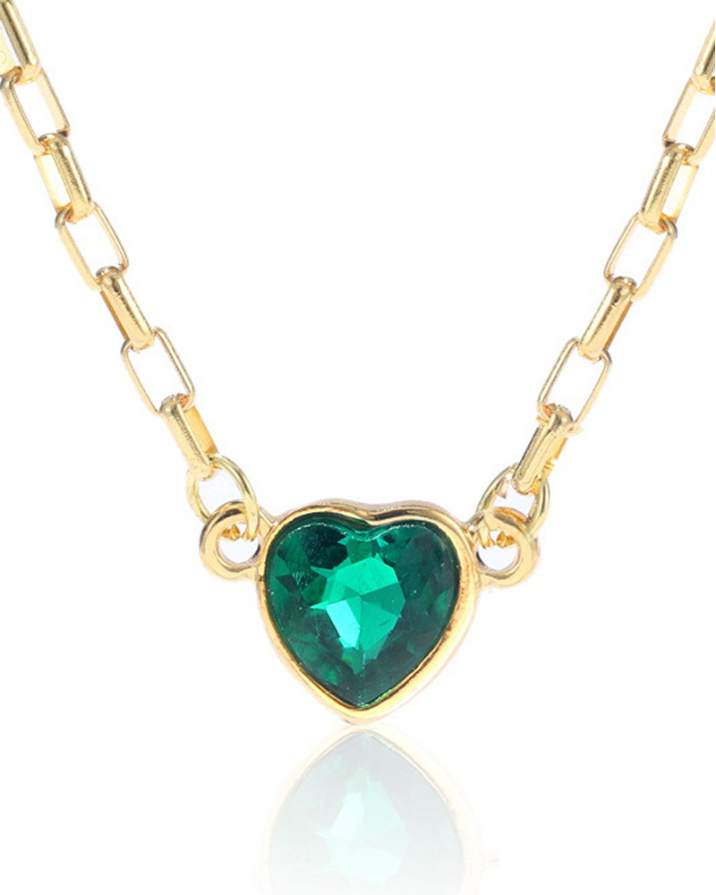 

1pcs Heart Pendant Beaded Chain Necklace, Style5