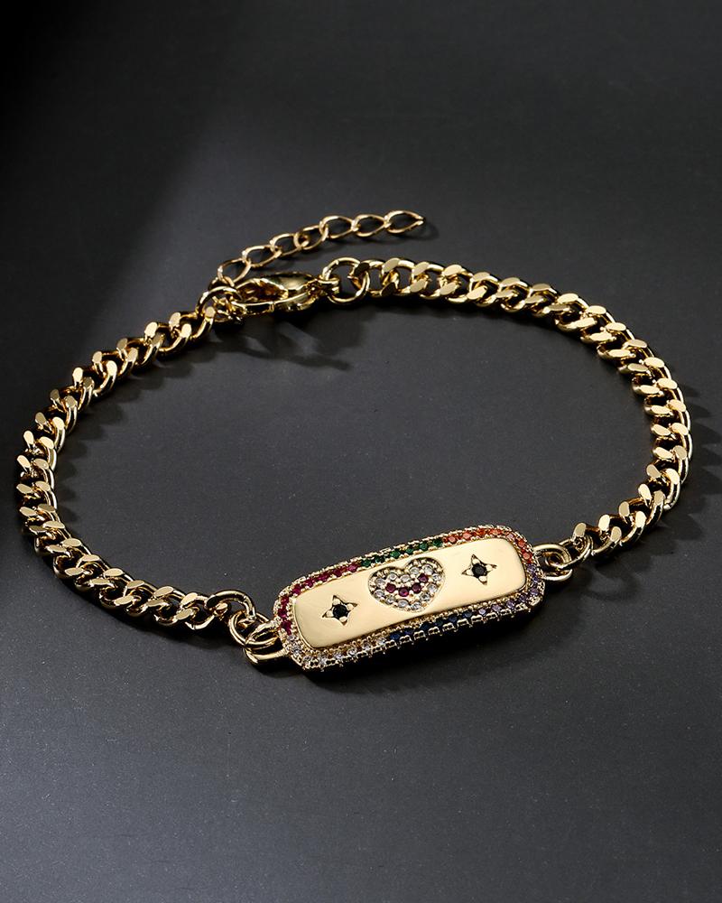 

1pcs Love Letter Pendant Rhinestone Chain Bracelet, Style2