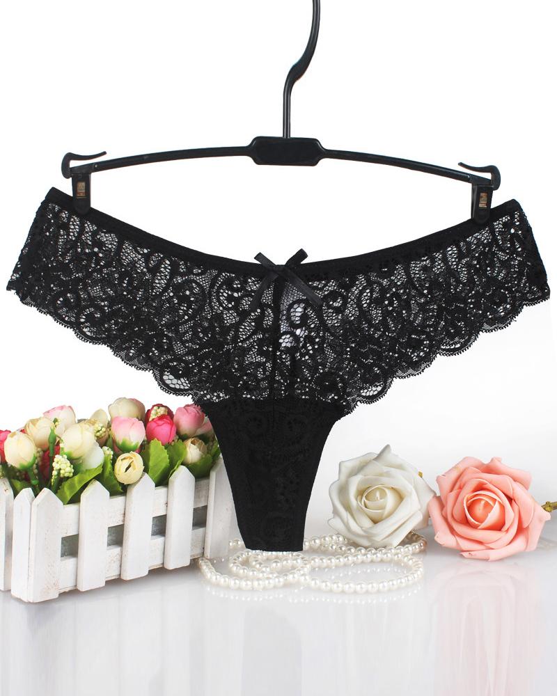 

See Through Floral Lace Panty, Black