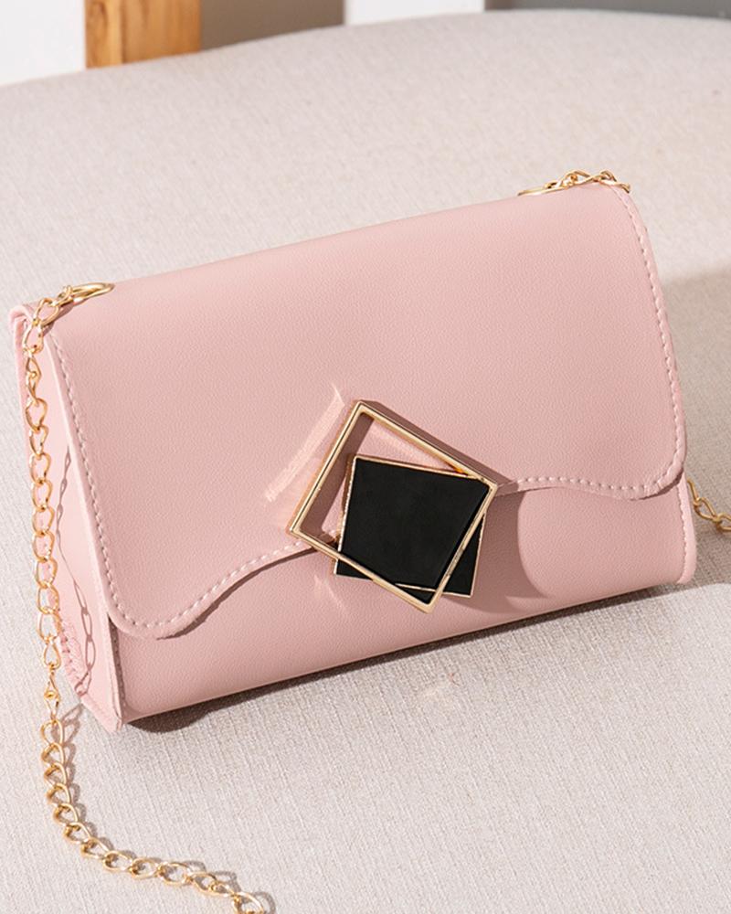 

Square Magnet Lock Crossbody Phone Bag, Pink