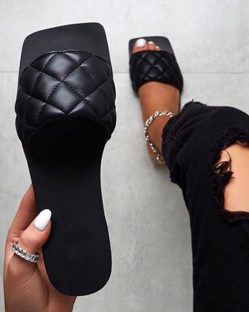

Square Toe Slide Sandals, Black