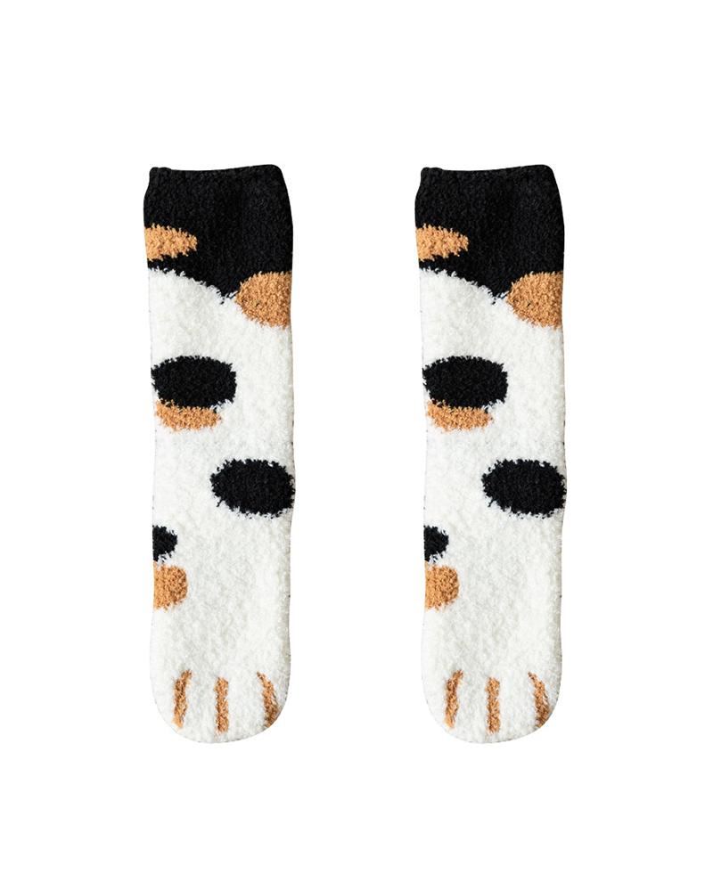 

1Pair Paw Pattern Fluffy Socks, Style4