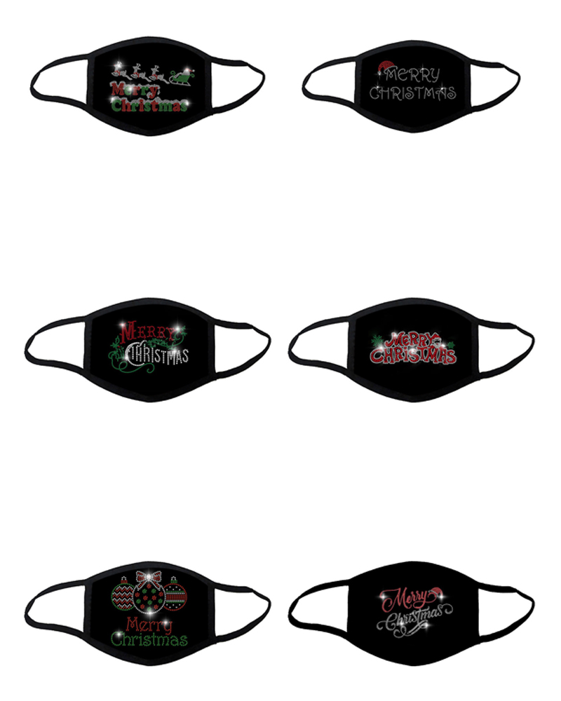 

Christmas Letter Pattern Studded Breathable Face Mask, Style1