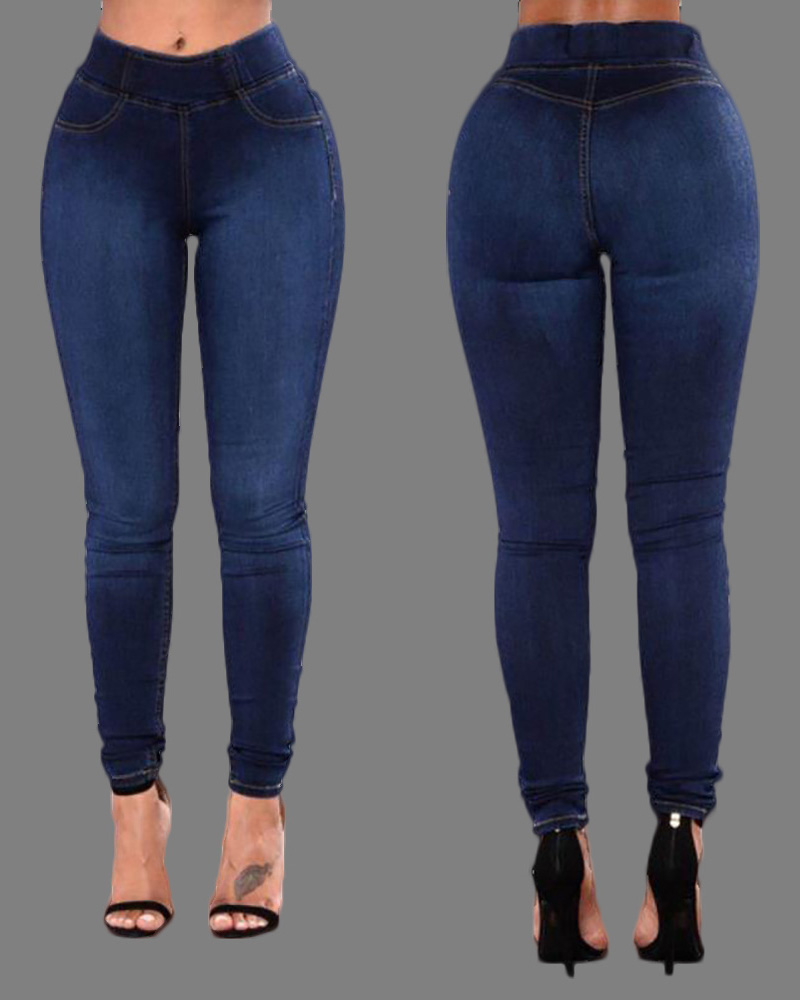 

High Waist Skinny Jeans, Dark blue