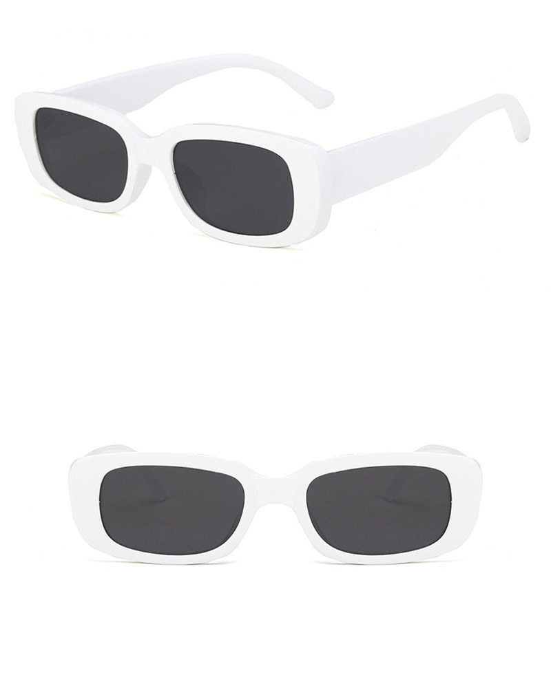 

1Pair Small Rectangle Vintage Frame Sunglasses, White