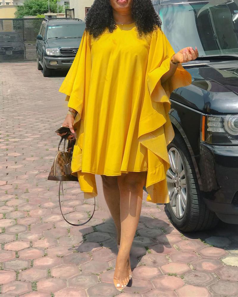 

Batwing Sleeve Flowy Swing Dress, Yellow