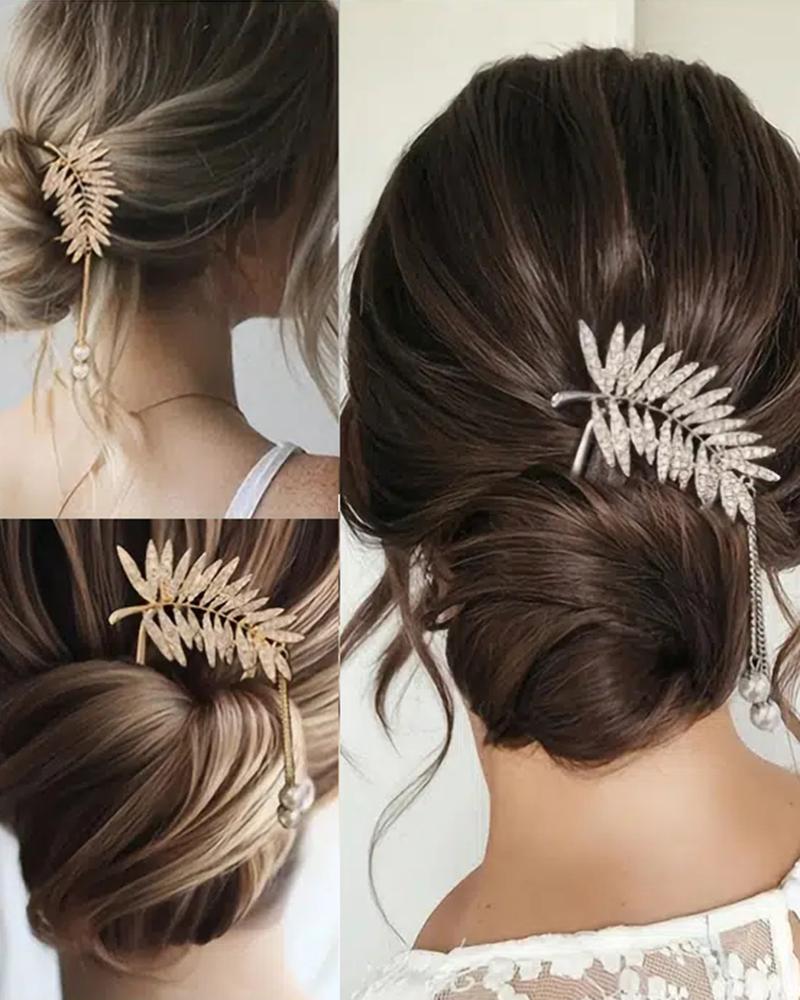 

Golden Wing Tassel U-shaped Ball Head Hair Curler Fork Hairstyle Chignon Hairpin, Gold