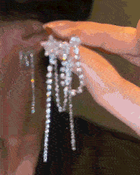

1Pair Star Shaped Rhinestone Tassel Earrings, Silver