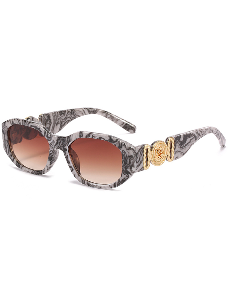 

1Pair Retro Wide Frame Square Rectangle Sunglasses, Gray