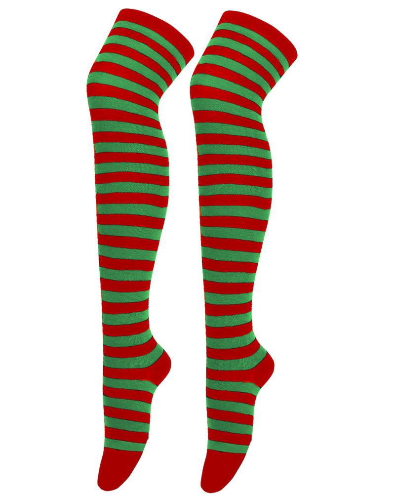 

Halloween Striped Cosplay Stockings, Red