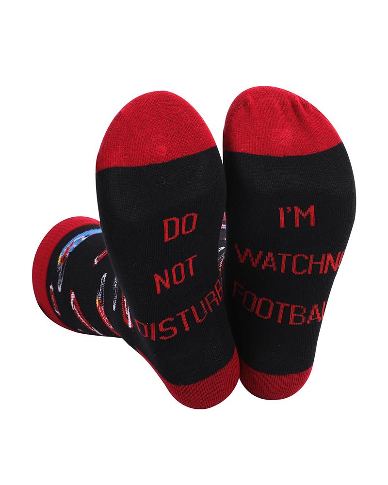

Men Letter Graphic Print Colorblock Socks, Black