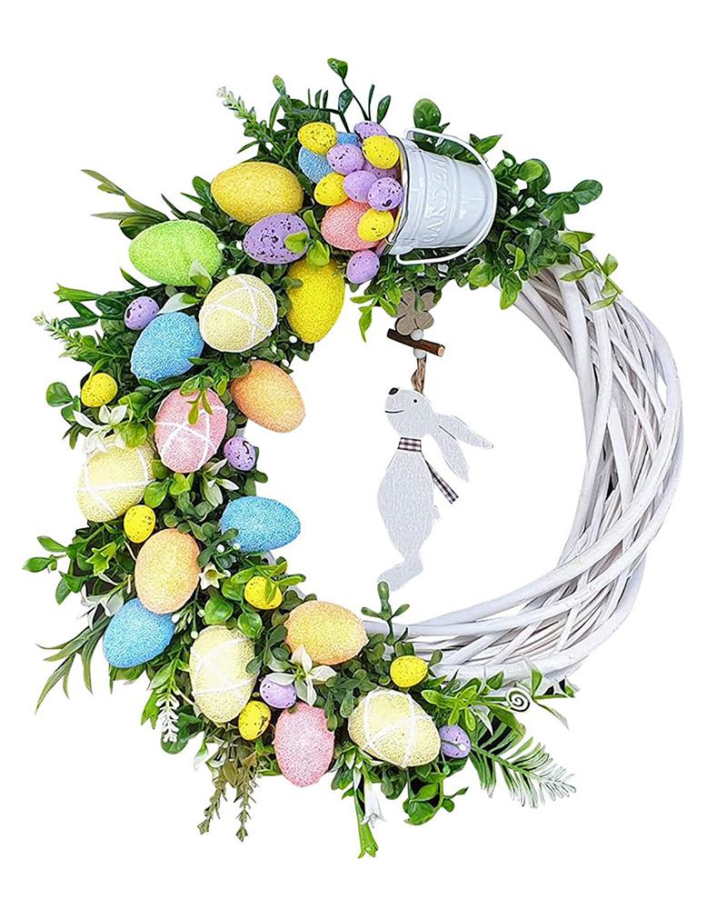 

1pc Easter Bunny Eggs Wreath Shaped Hanging Decoration, Style1