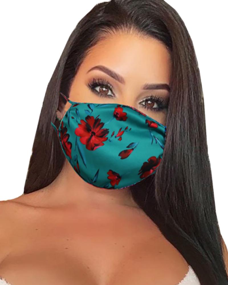 

Floral Print Breathable Mouth Mask Washable And Reusable, Green