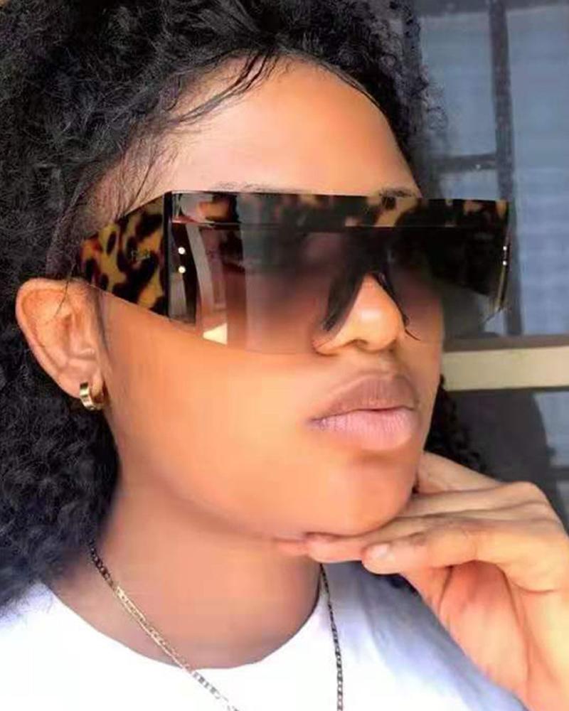 

1Pair Flat Top Tinted Fashion Sunglasses, Leopard