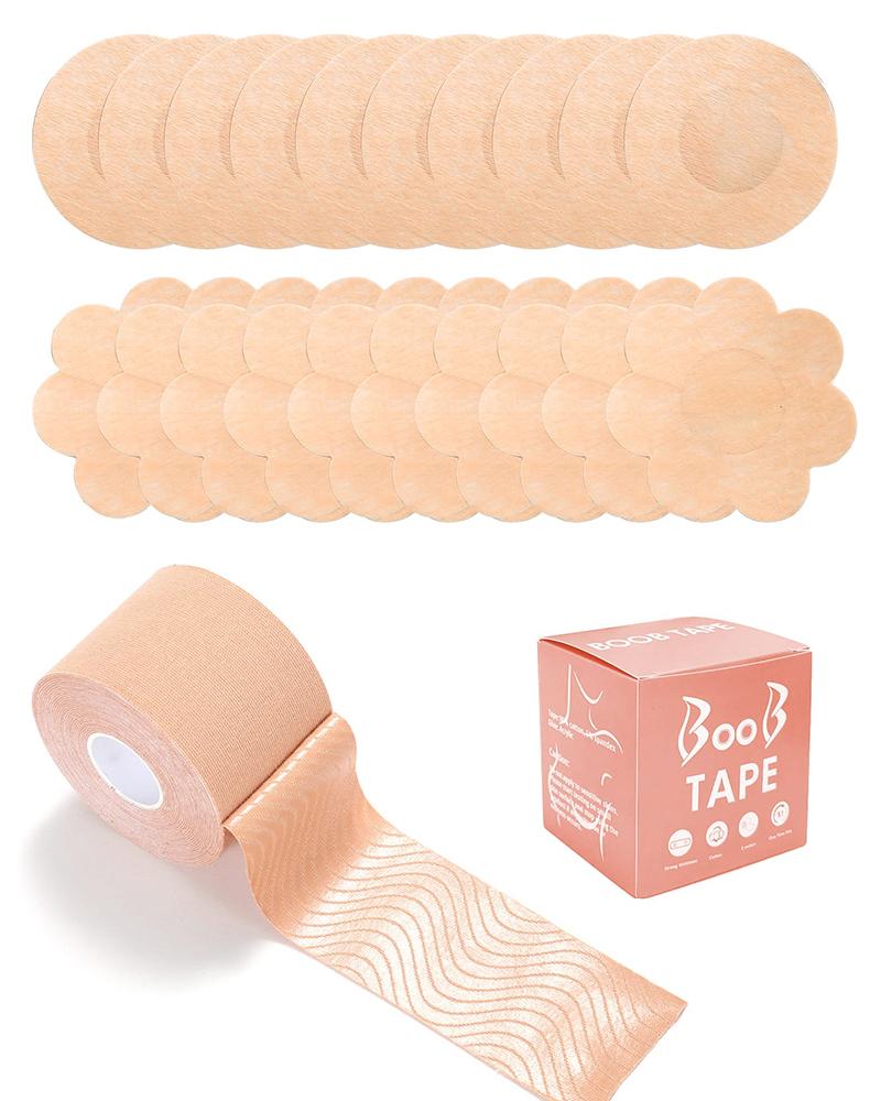 

10Pairs Stick-On Nipple Covers & 1PC Breast Lift Elastic Body Tape Set, Nude