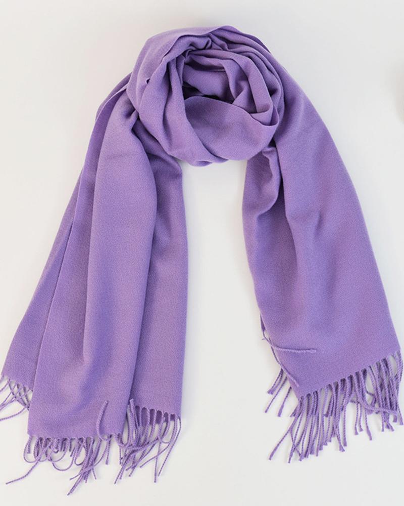 

Warm Long Tassel Design Scarf, Purple