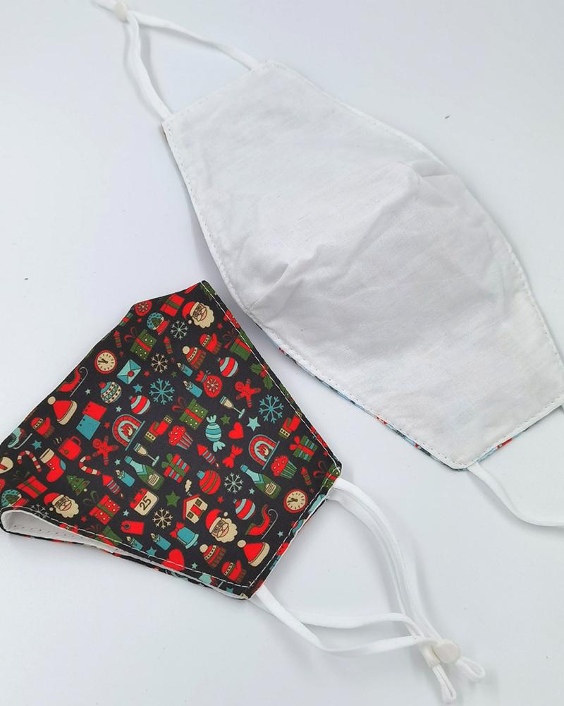 

Christmas Print Breathable Face Mask, Black