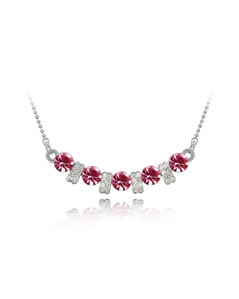 

Rhinestone Studded Colorblock Chain Necklace, Red