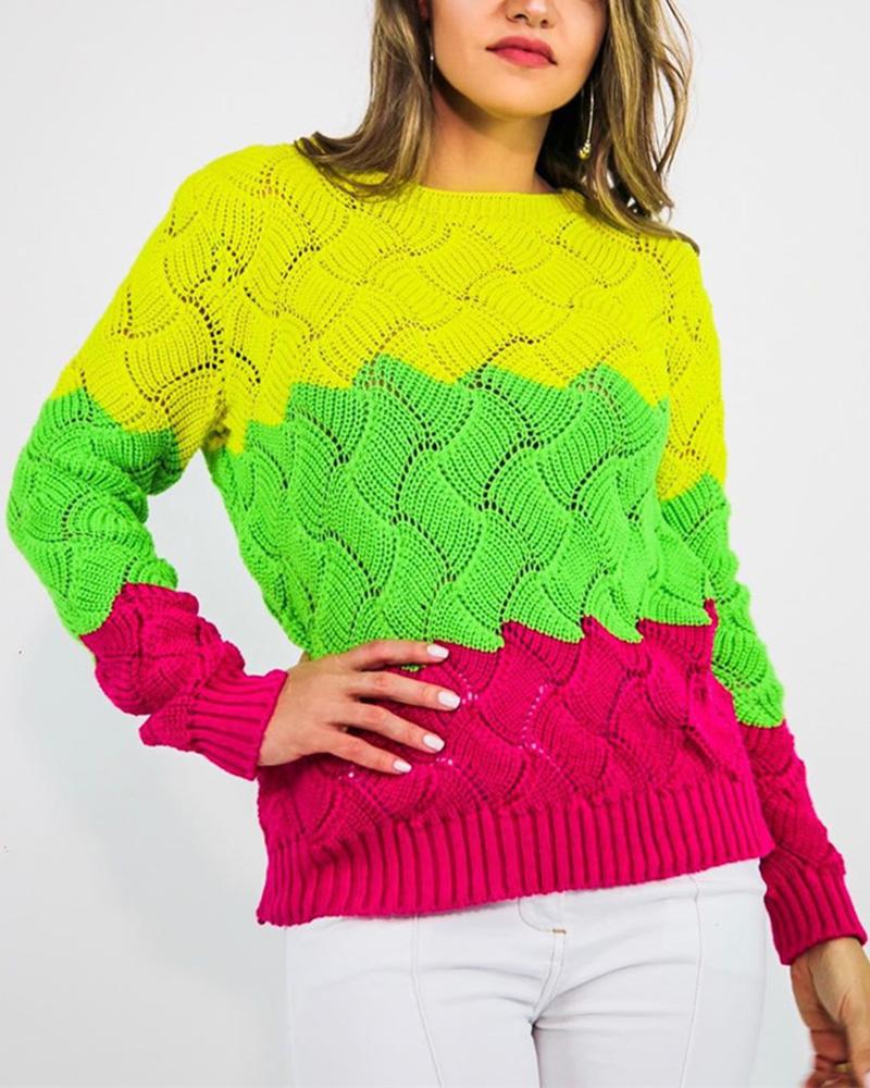 

Comfy Colorblock Winter Wear Sweater, Green