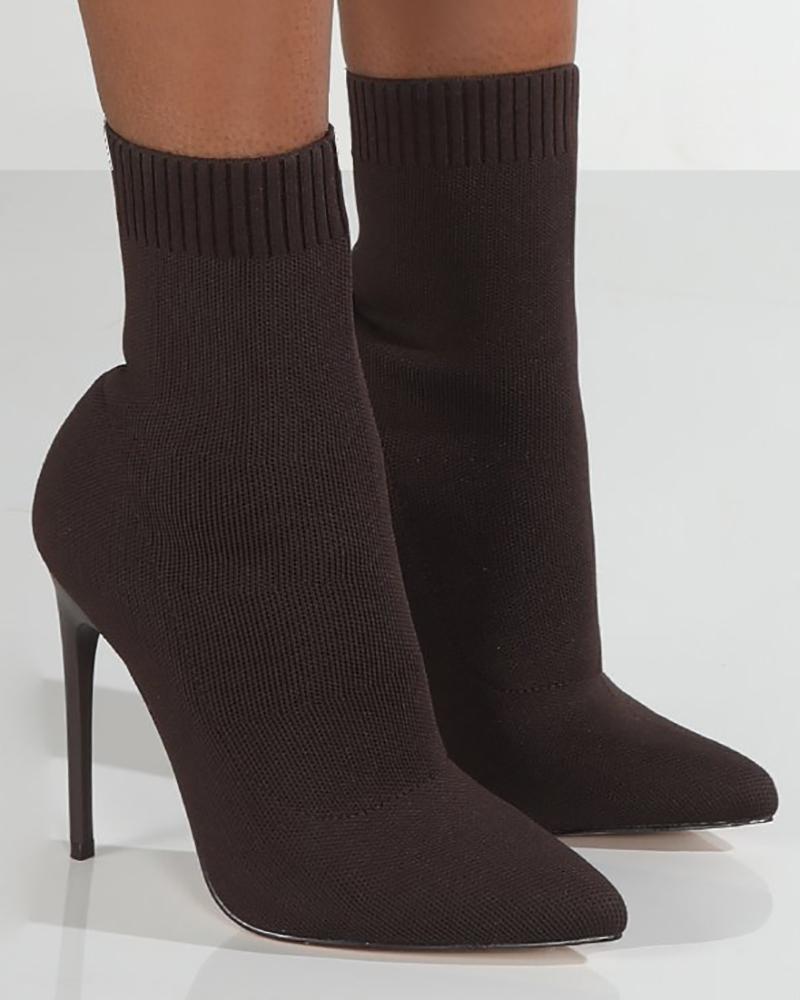 

Point Toe Stiletto Heel Boots, Black